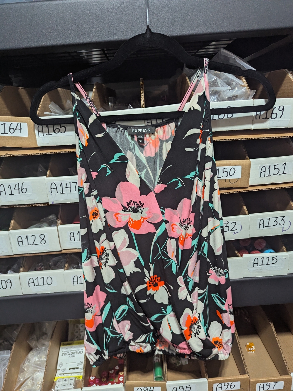 Express Black Floral Surplice Cami Jumpsuit M